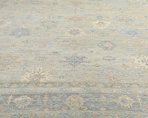 13x18 Zeigler Gray Afghan Hand Knotted Wool Area Rug